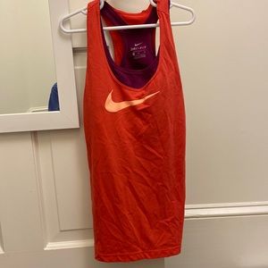 Coral nike tank with built in bra
